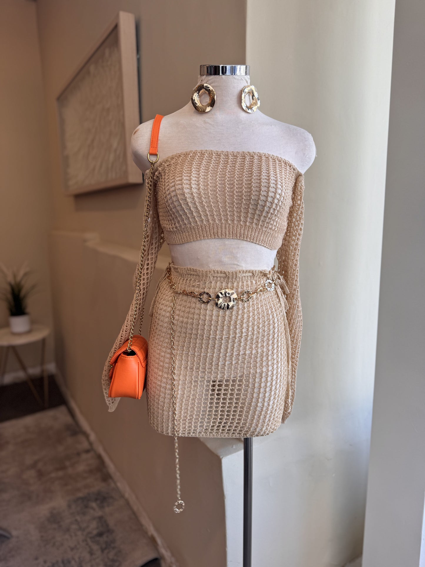 Long Sleeve Knit Skirt Set