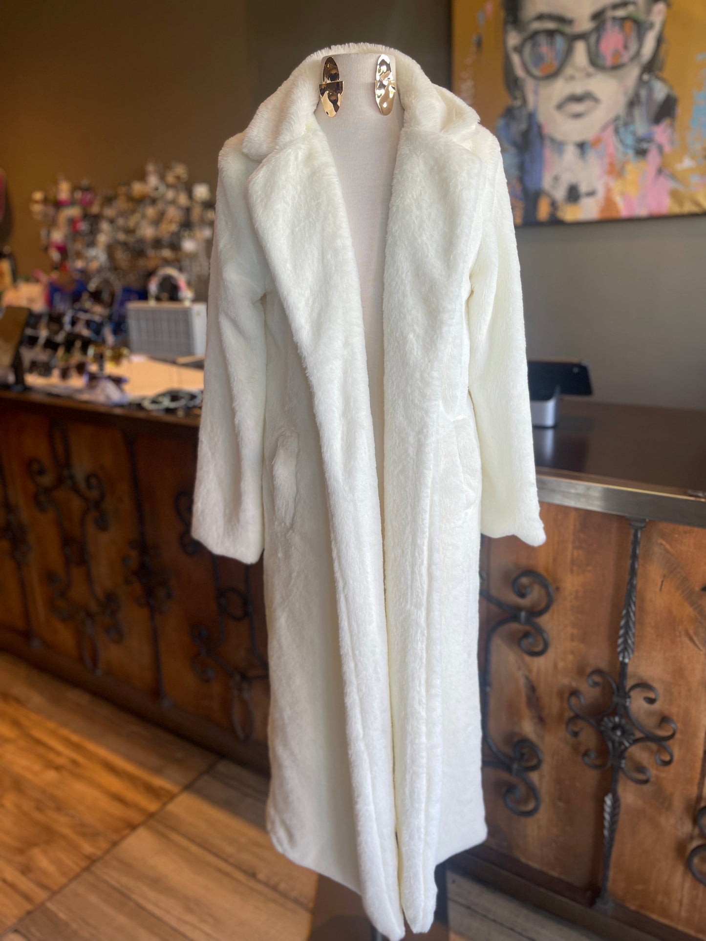 Long Sleeve Faux Fur Coat