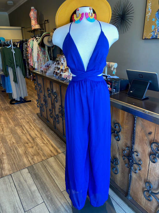 Cross Back Chiffon Jumpsuit