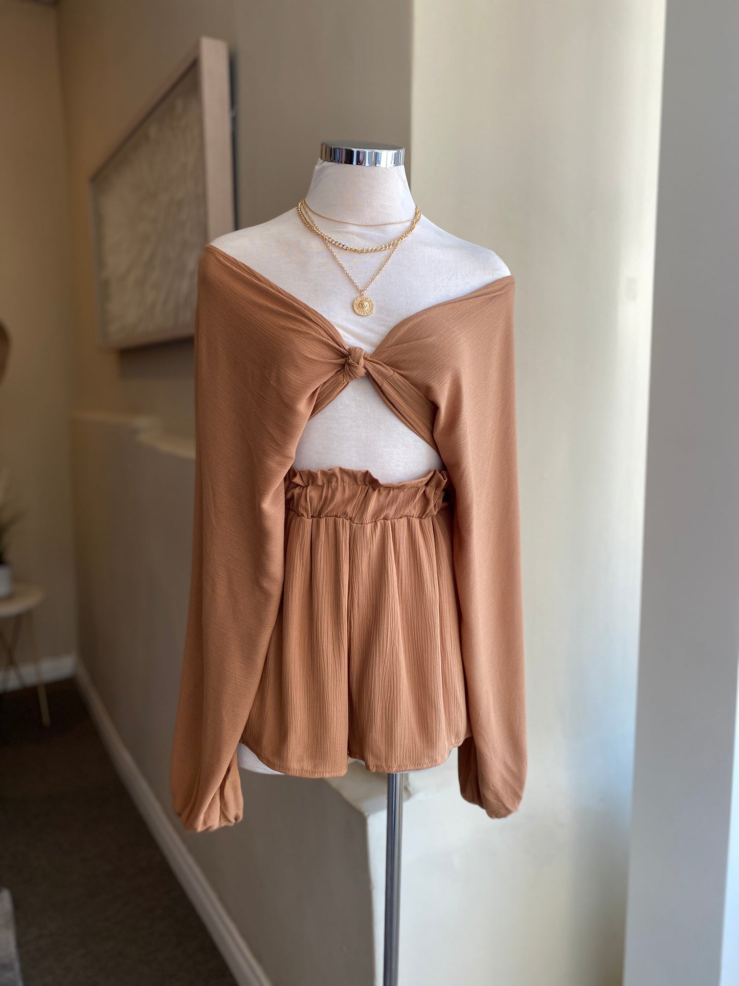 Long Sleeve Crop Top Set