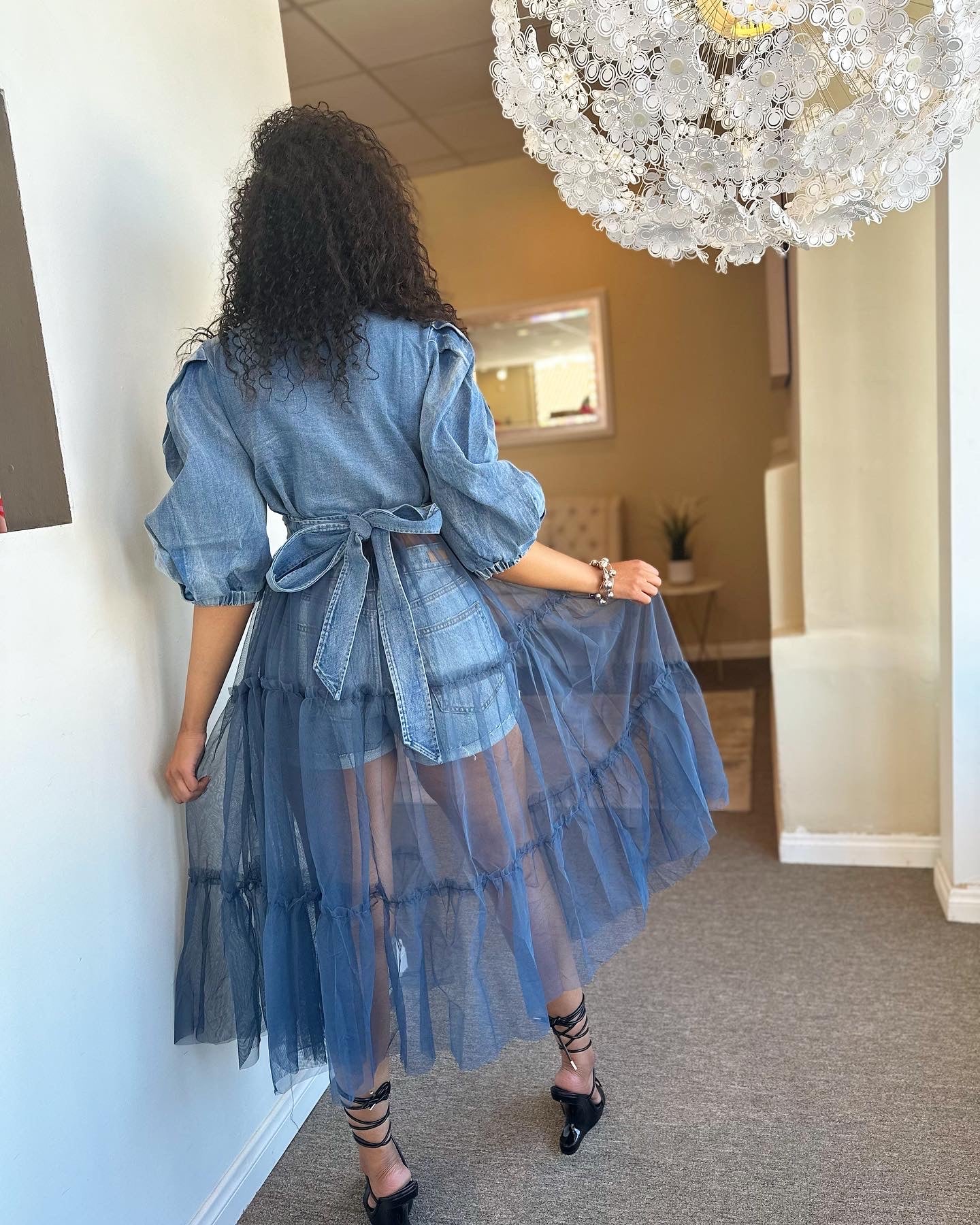 Denim Sheer Top