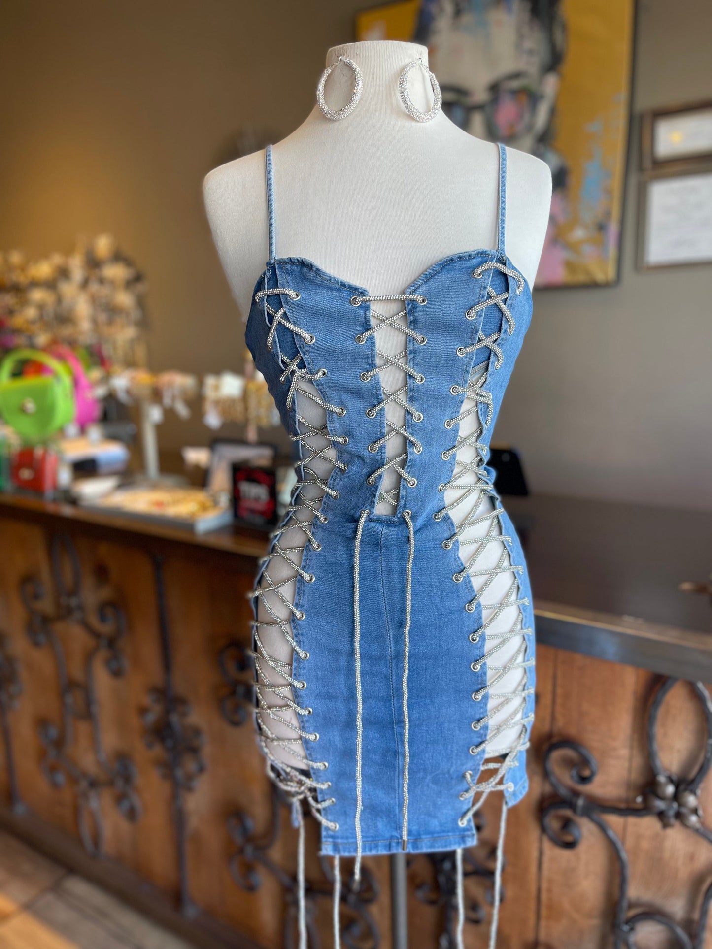 Rhinestone Denim Dress