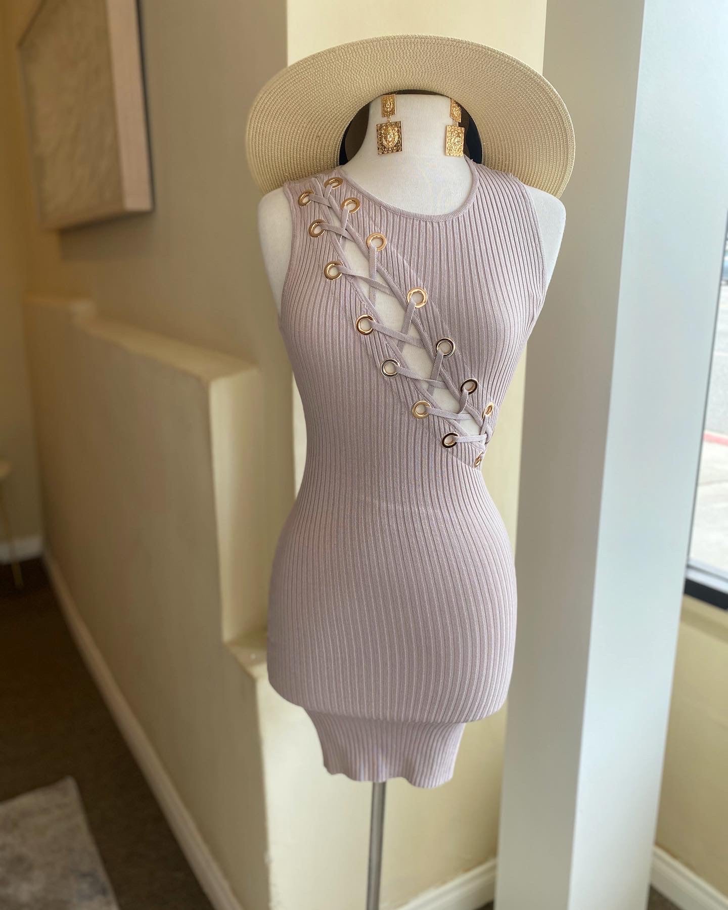 Sleeveless Grommet Mini Dress