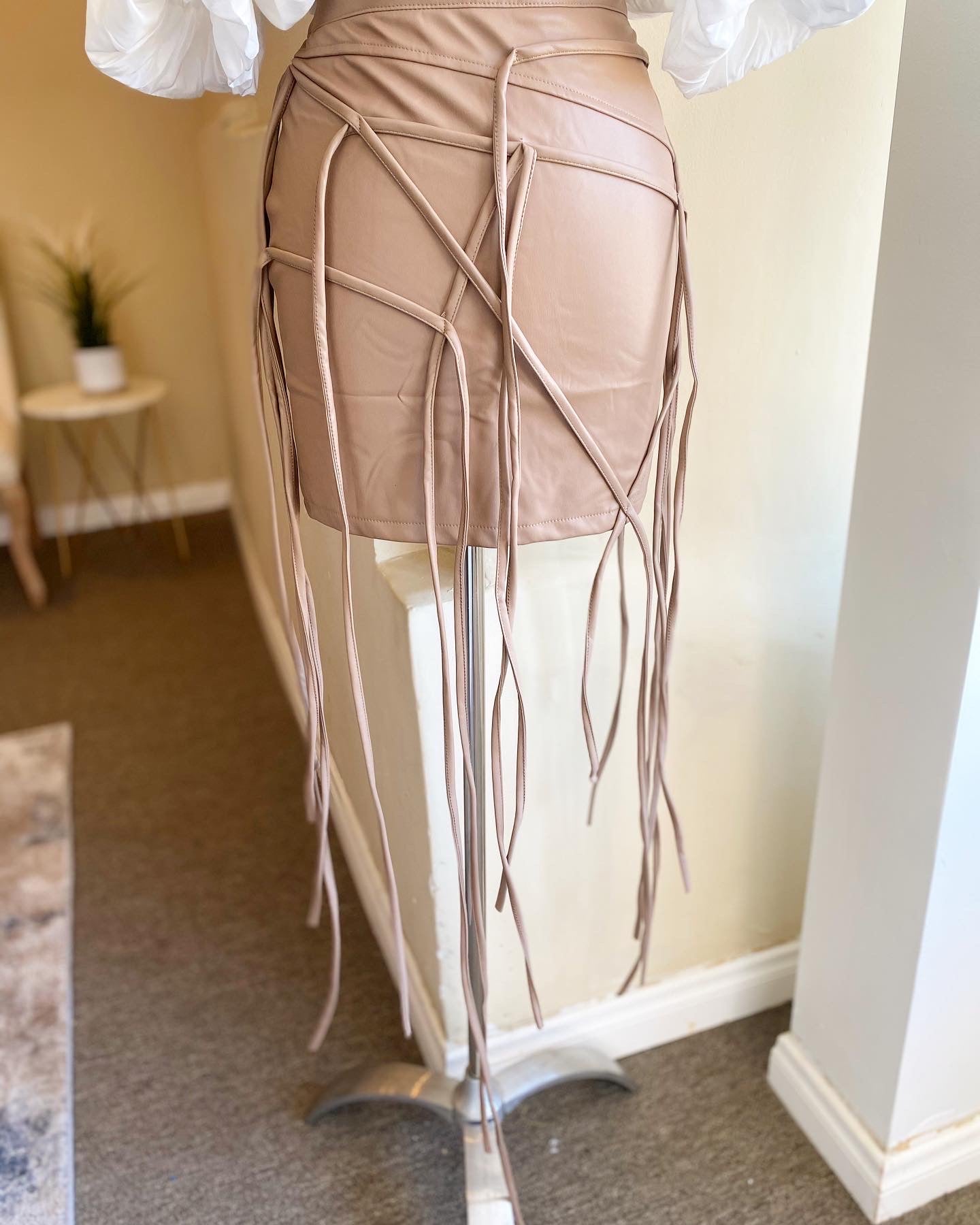 Stringy Mini Leather Skirt FINAL SALE