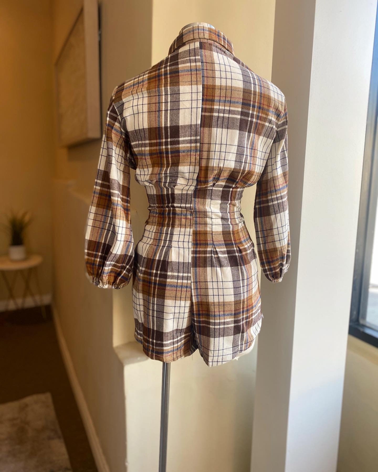 Button Down Plaid Romper
