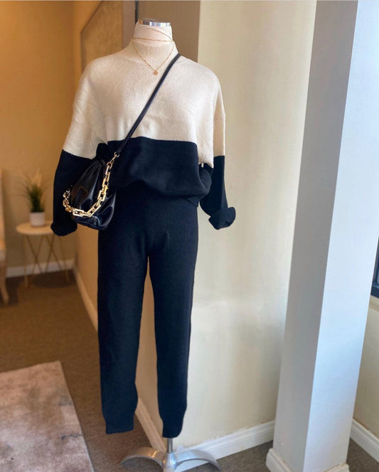Two Tone Turtle Neck Set