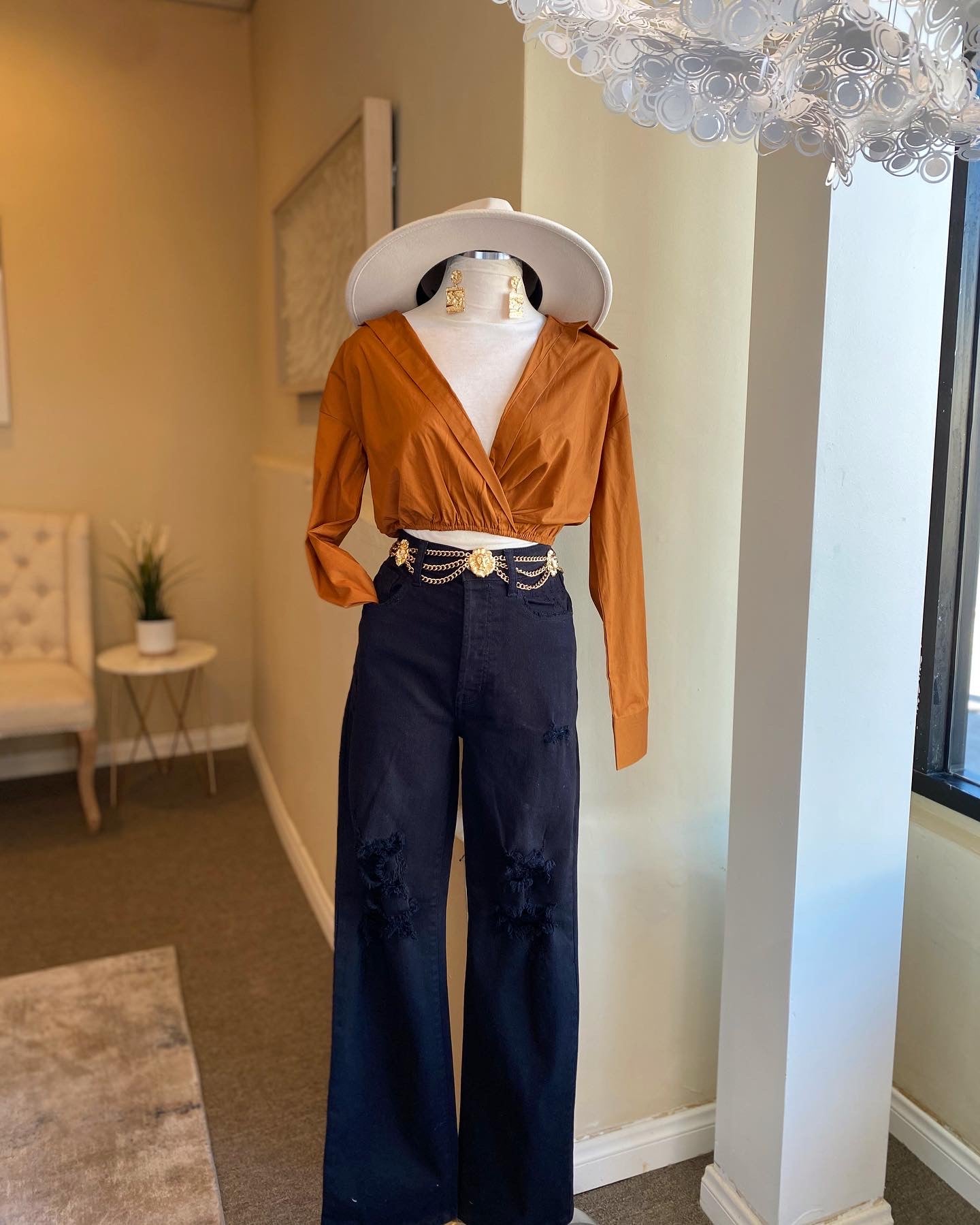 Poplin Overlap Roll Up Sleeve Crop
