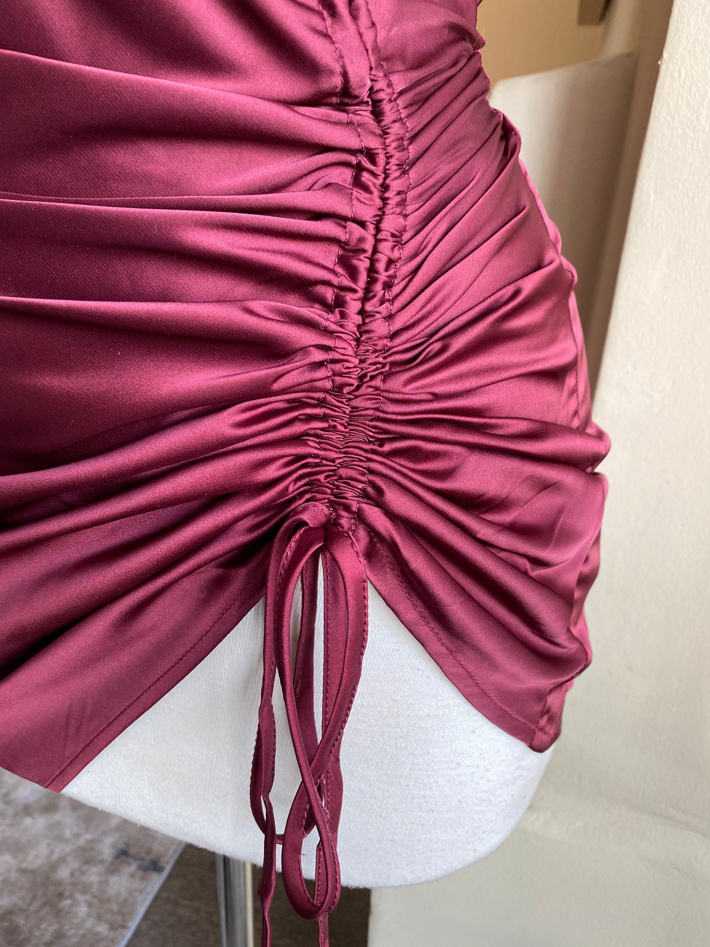 Silky Rouge V Cut Dress