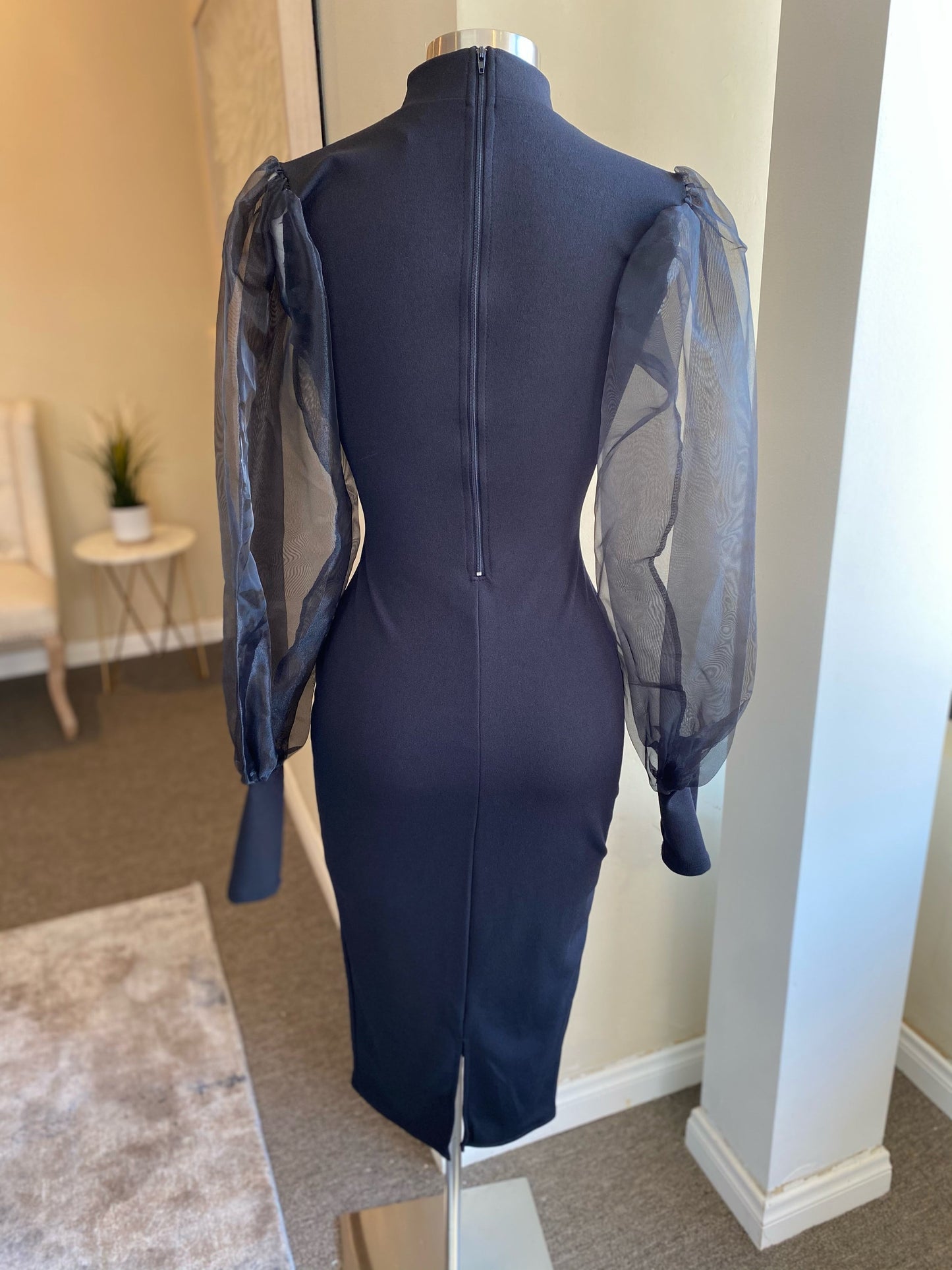 Mesh Mock Neck Zipper Dress FINAL SALE