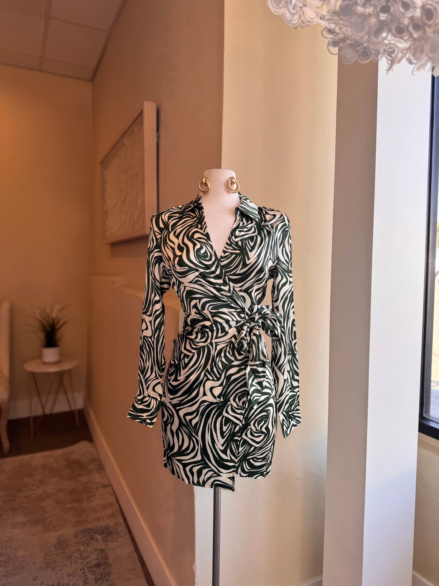 Long Sleeve Shirt Collar Mini Dress