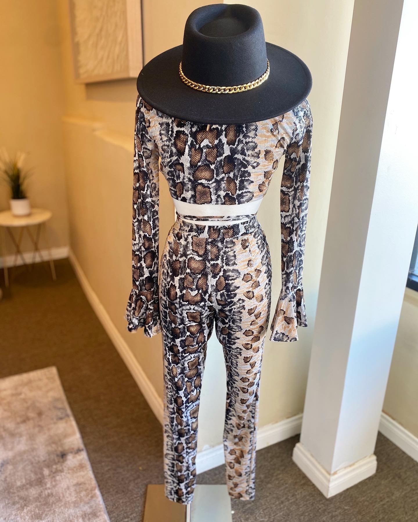Animal Print Tie Top Pants Set FINAL SALE