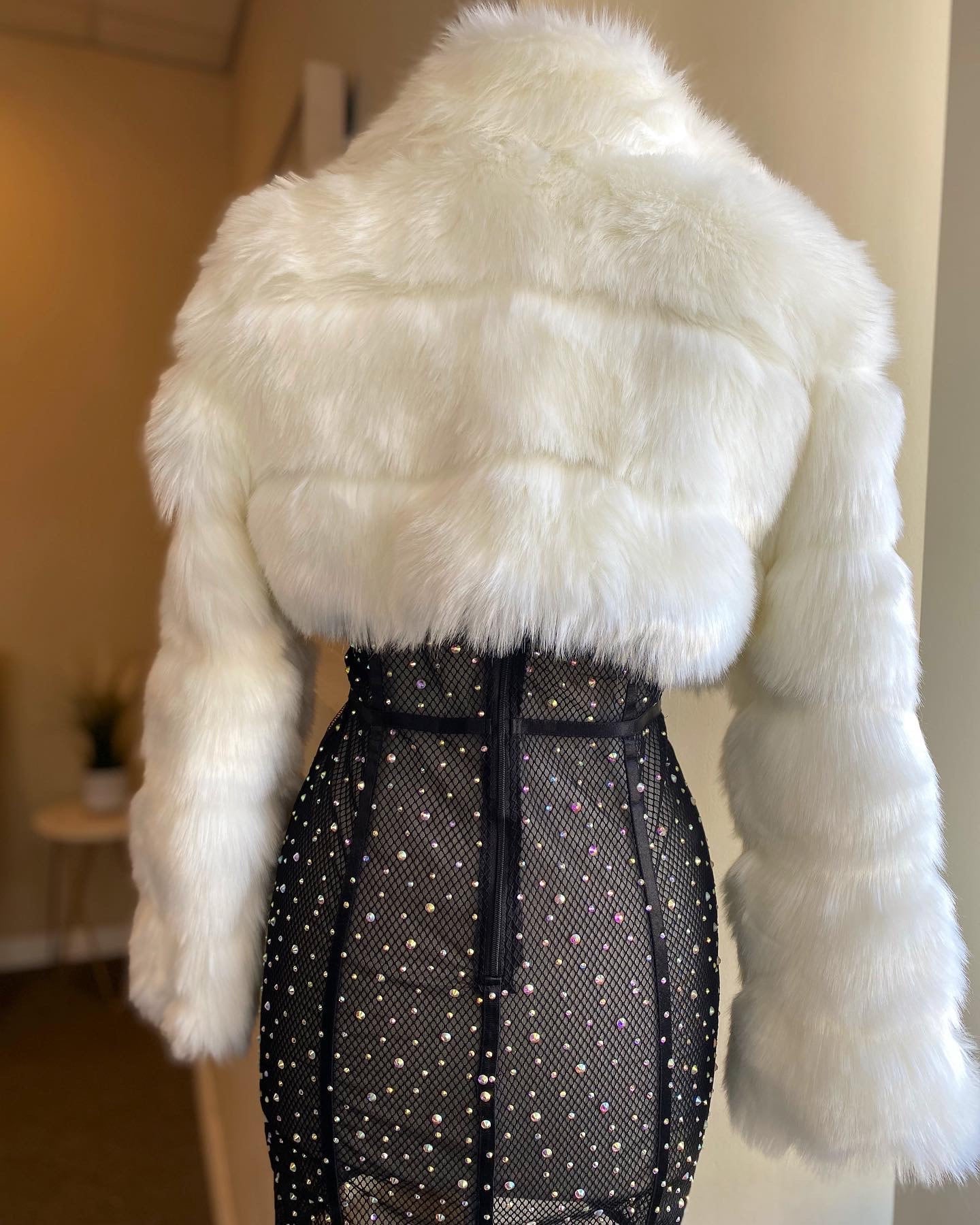 Crop Fuzzy Fur Coat