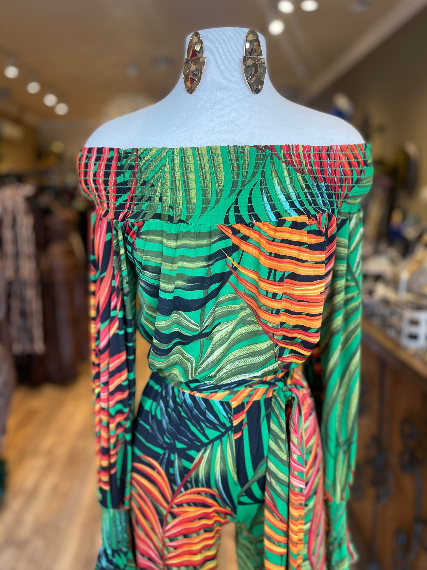 Venechia Print Off Shoulder Jumpsuit