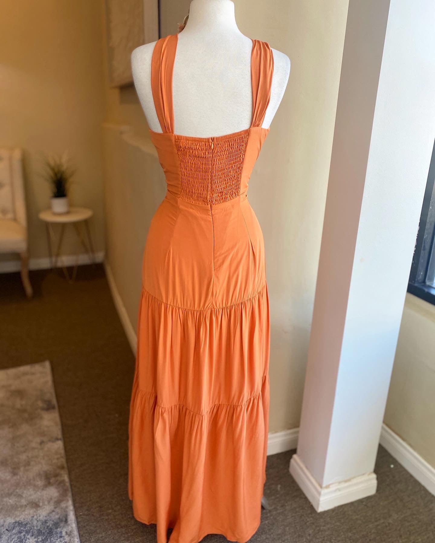 Orange Keyhole Maxi Dress