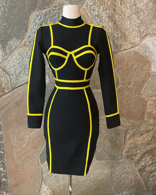 Yellow Outline Bandage Dress FS