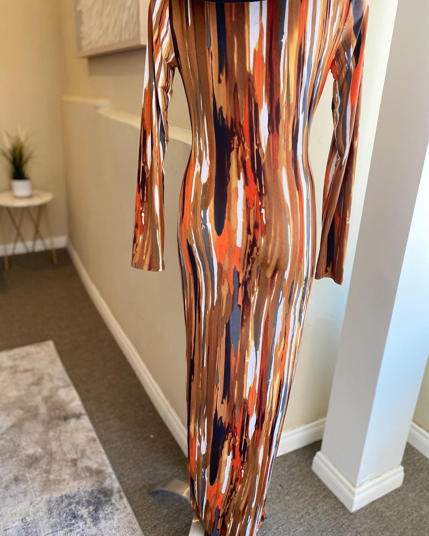 Venechia Print Deep V Pencil Dress