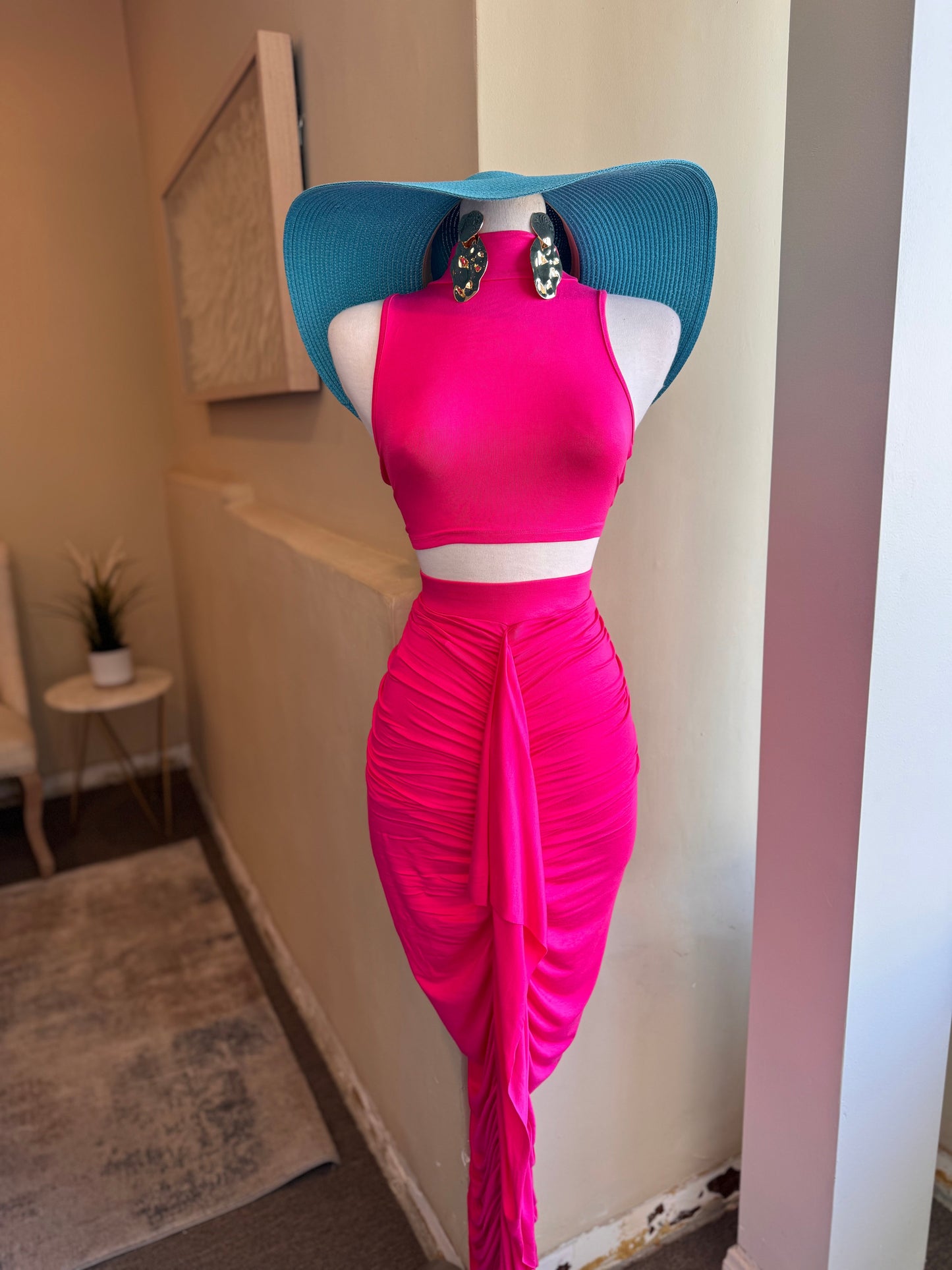 Tye Top Shirring Ruffle Side Skirt
