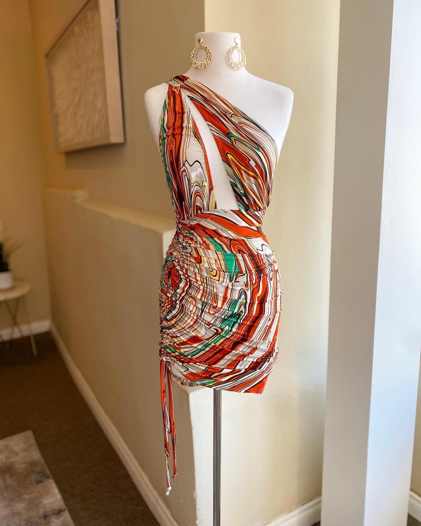 Venechia One Shoulder Side Ruched Dress