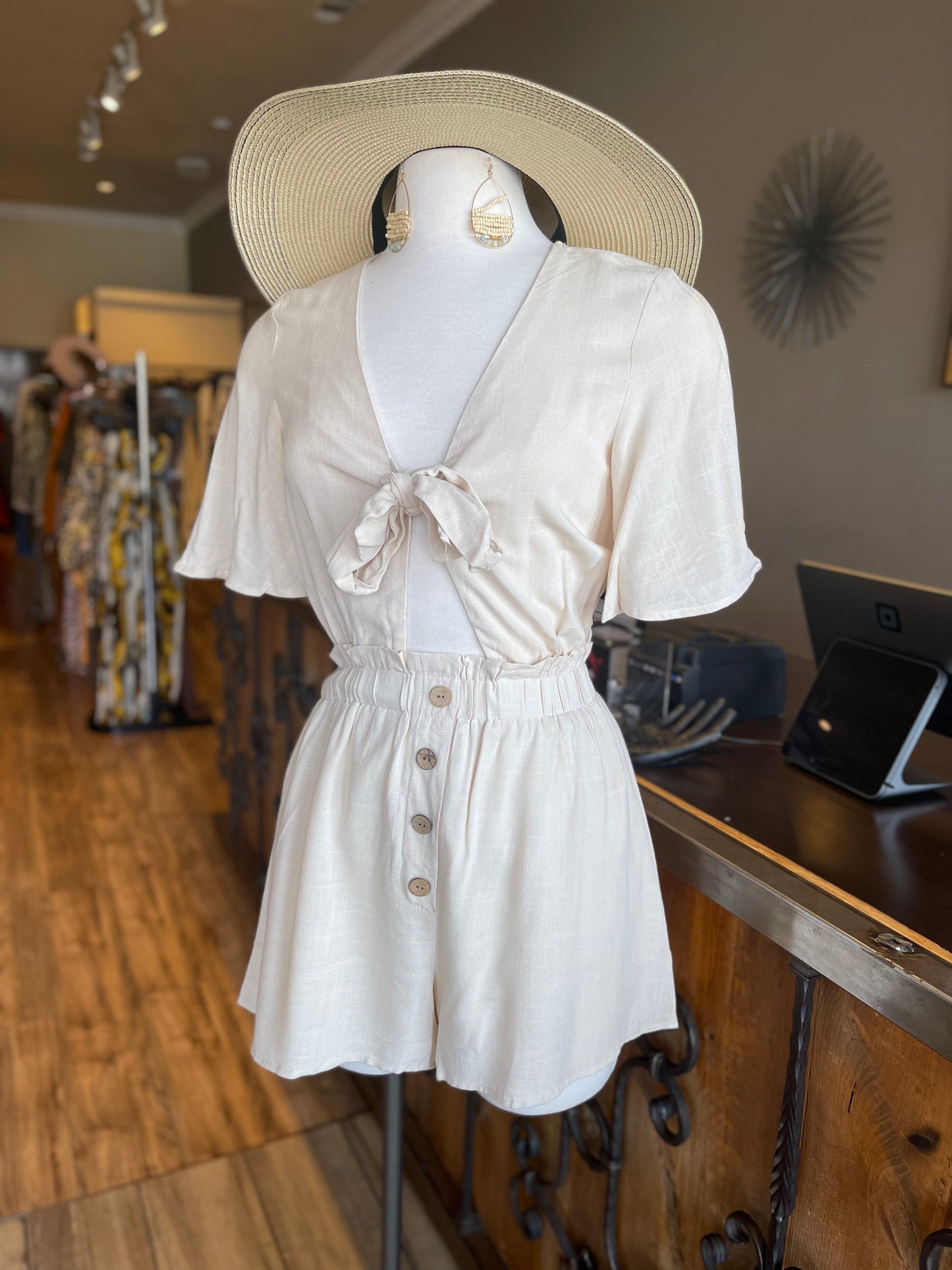 Front Tye Short Sleeve Romper FINAL SALE