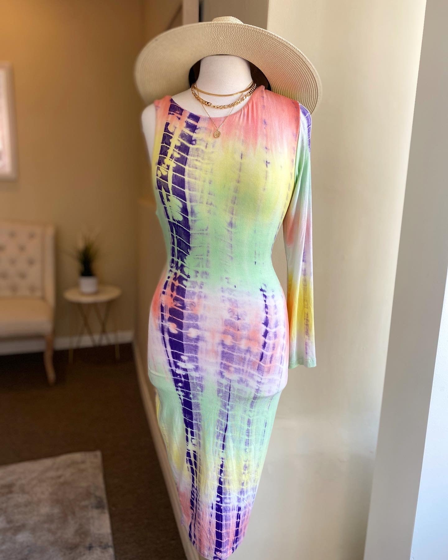 One Sleeve Tie Dye Dress