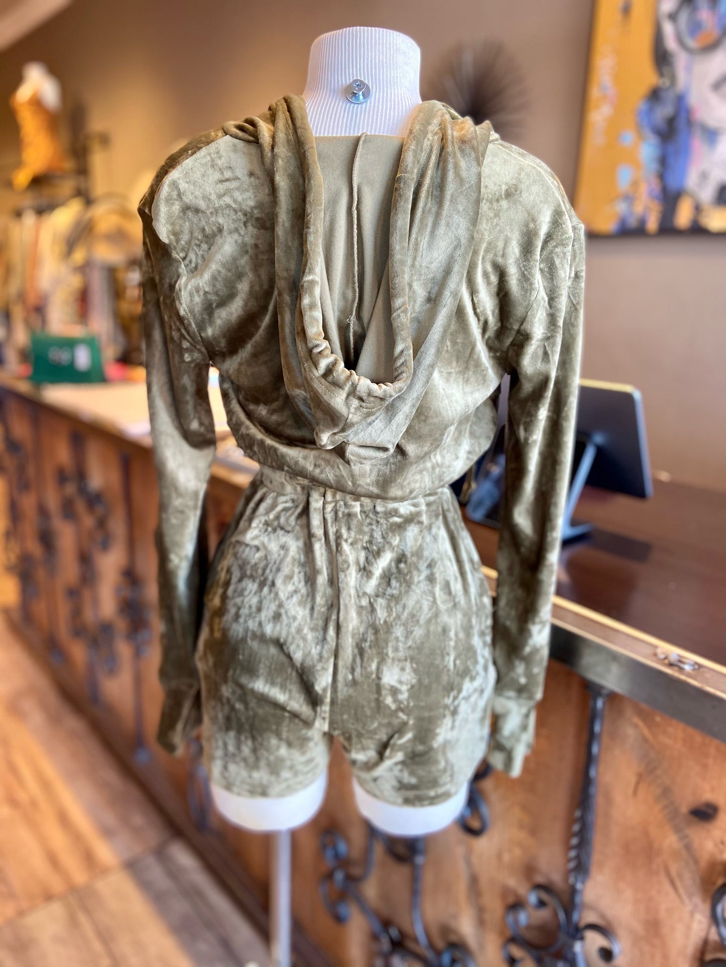 Velvet Hoodie Romper