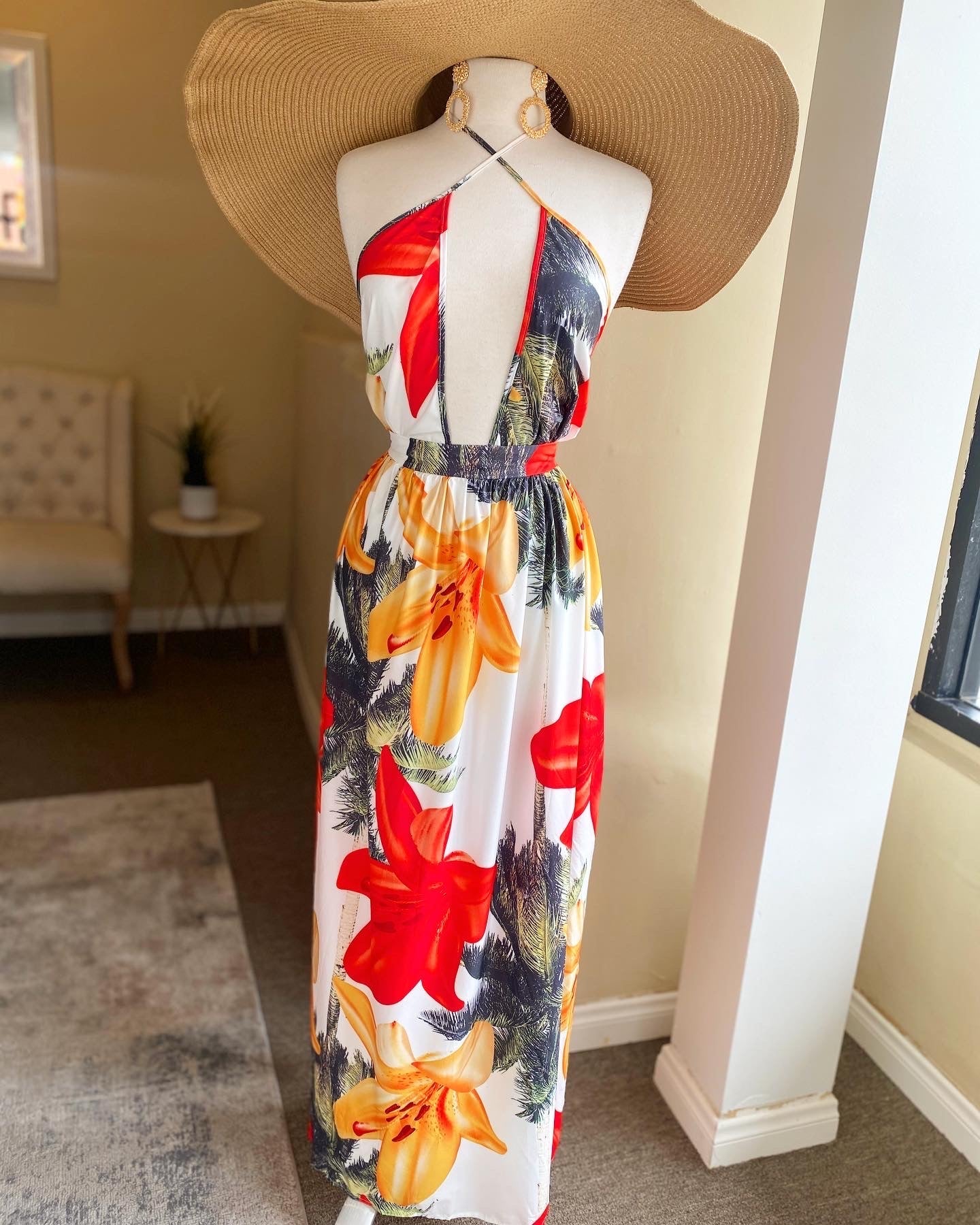 Floral Halter Maxi Dress