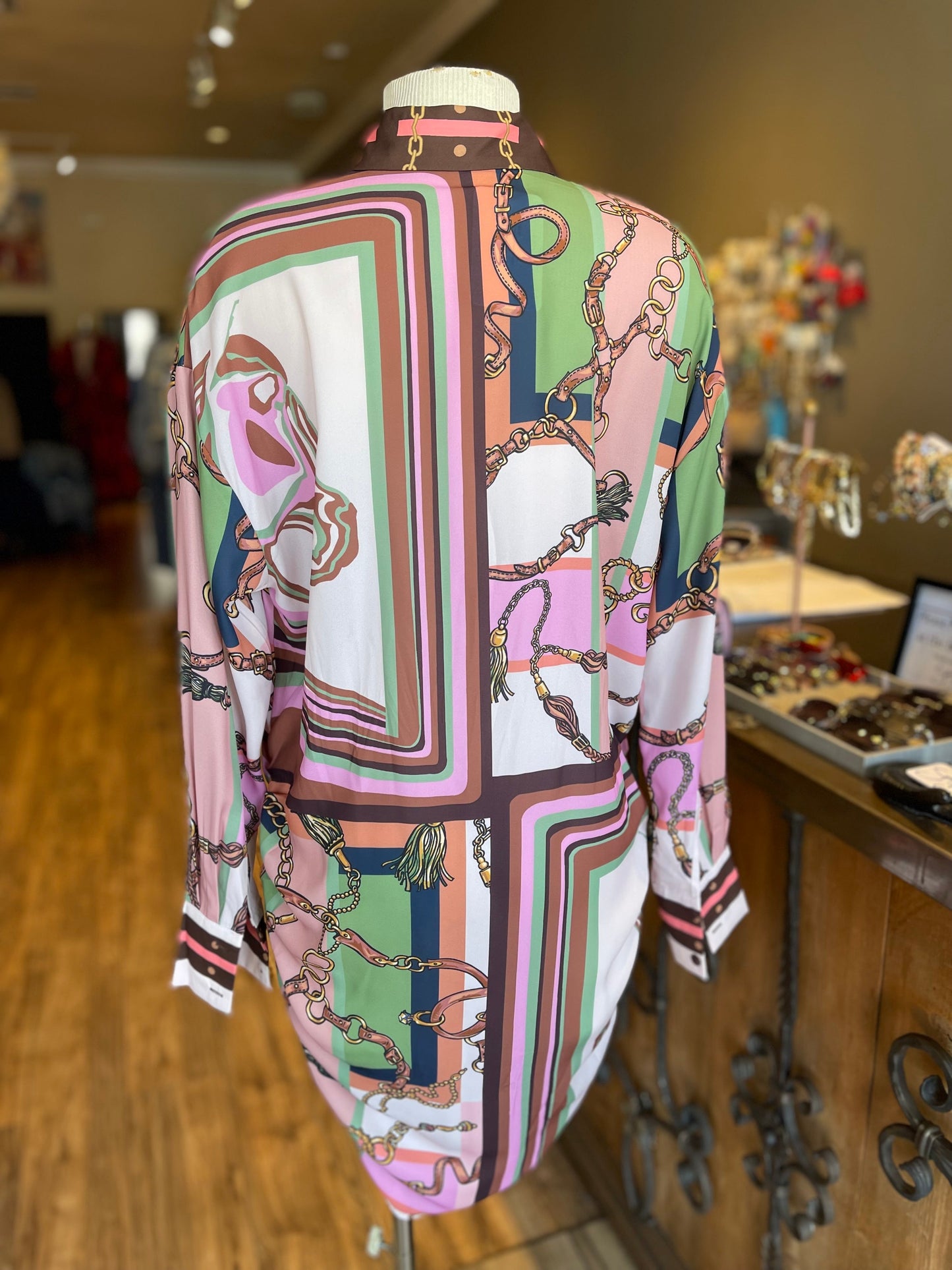 Printed Button Down Shirt Dress