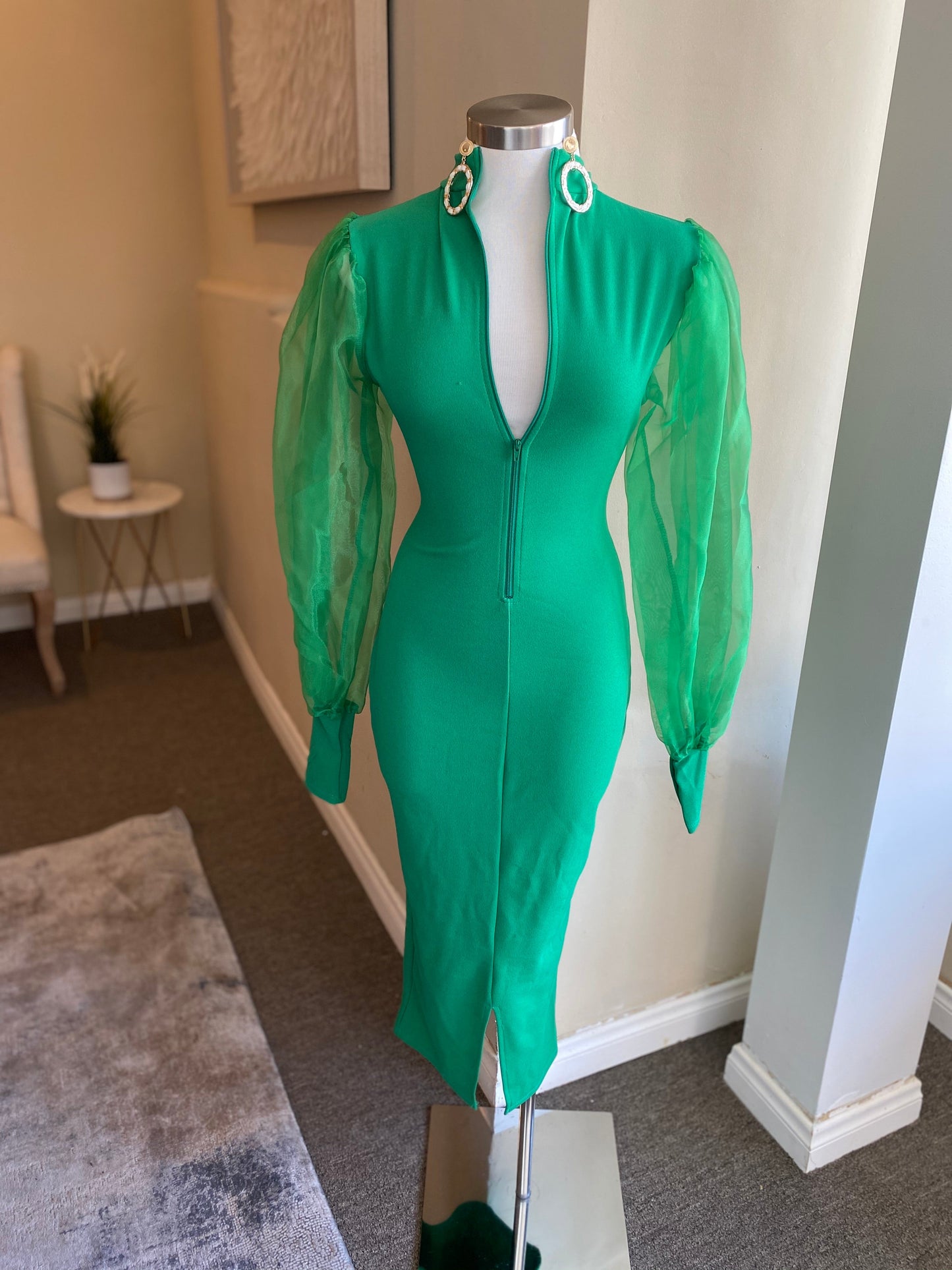 Mesh Mock Neck Zipper Dress FINAL SALE