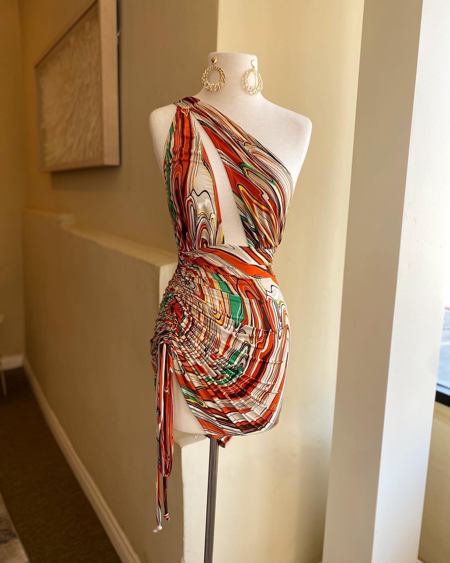 Venechia One Shoulder Side Ruched Dress