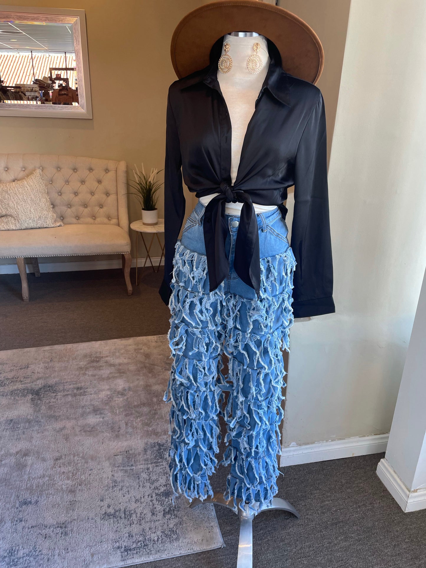 Multi Layer Fringe Jeans