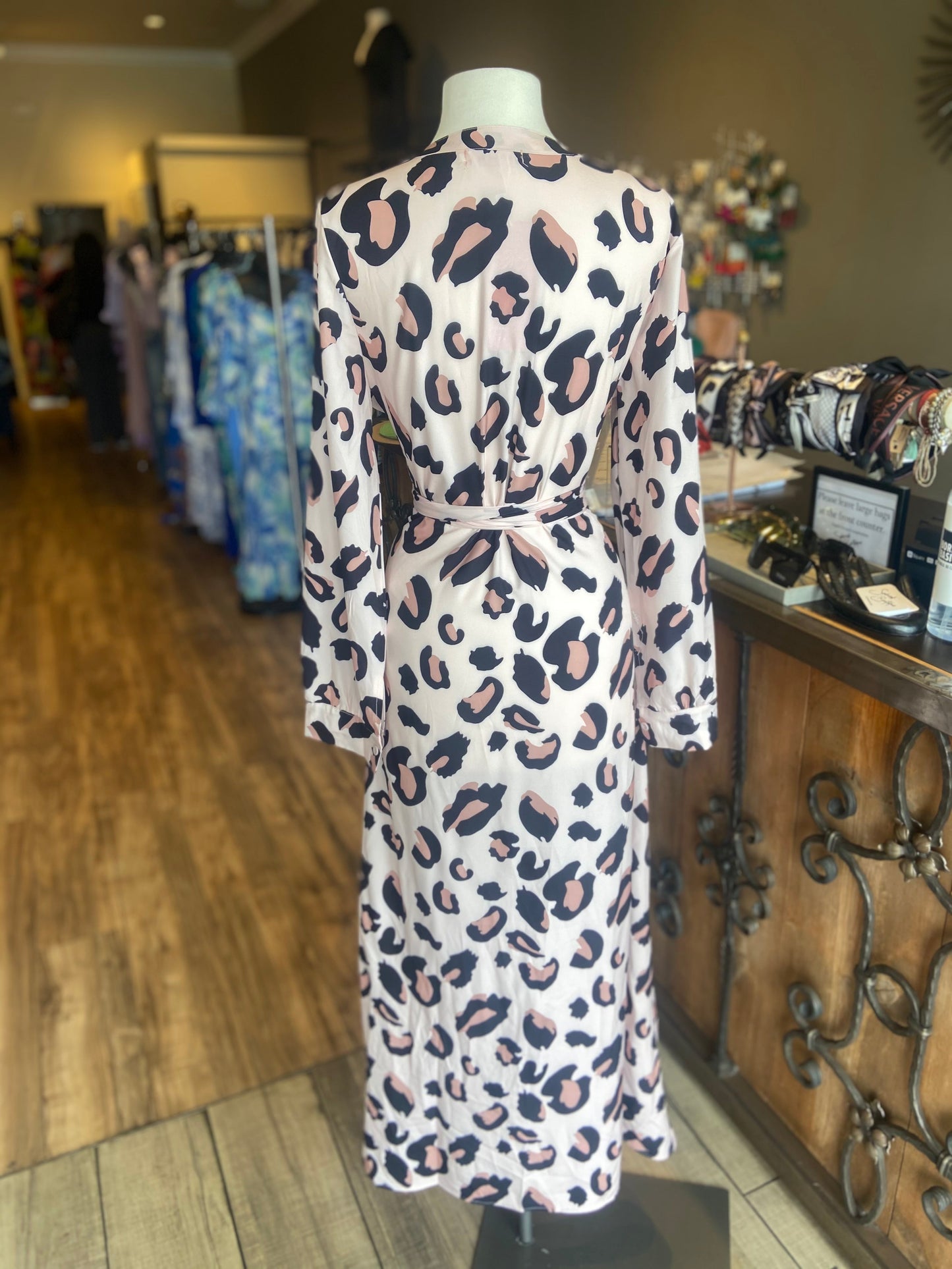Pink Leopard Long Shirt Dress