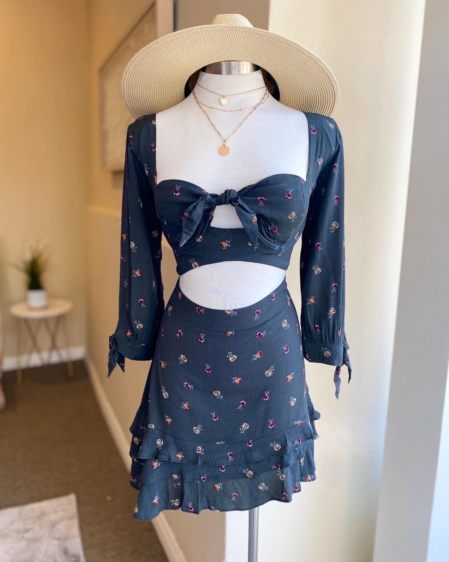 O/S Rose Crop Skirt Set FINAL SALE