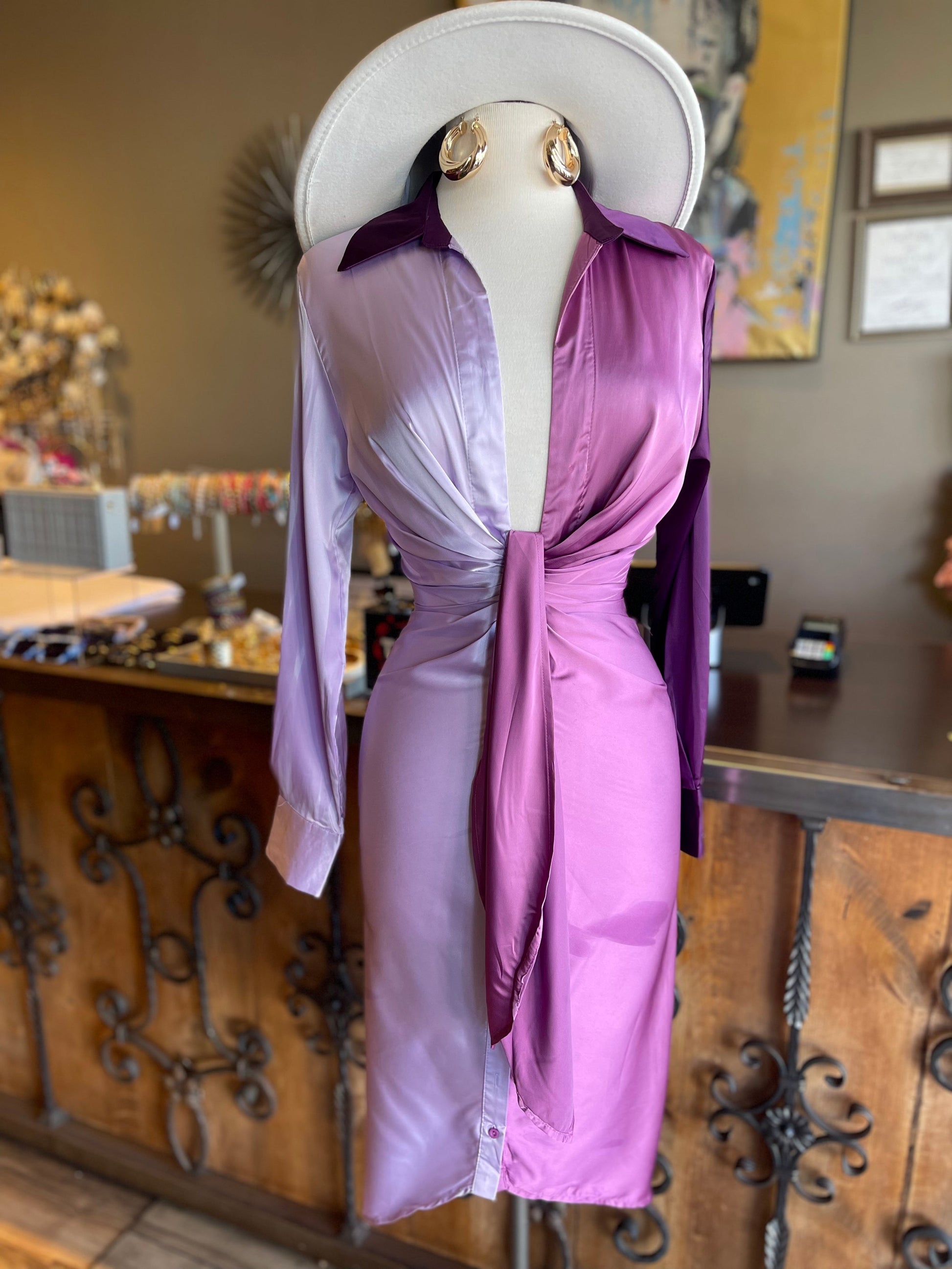 colorblock satin dress The Tangerina | Orange Satin Bow Color-Block Maxi Dress