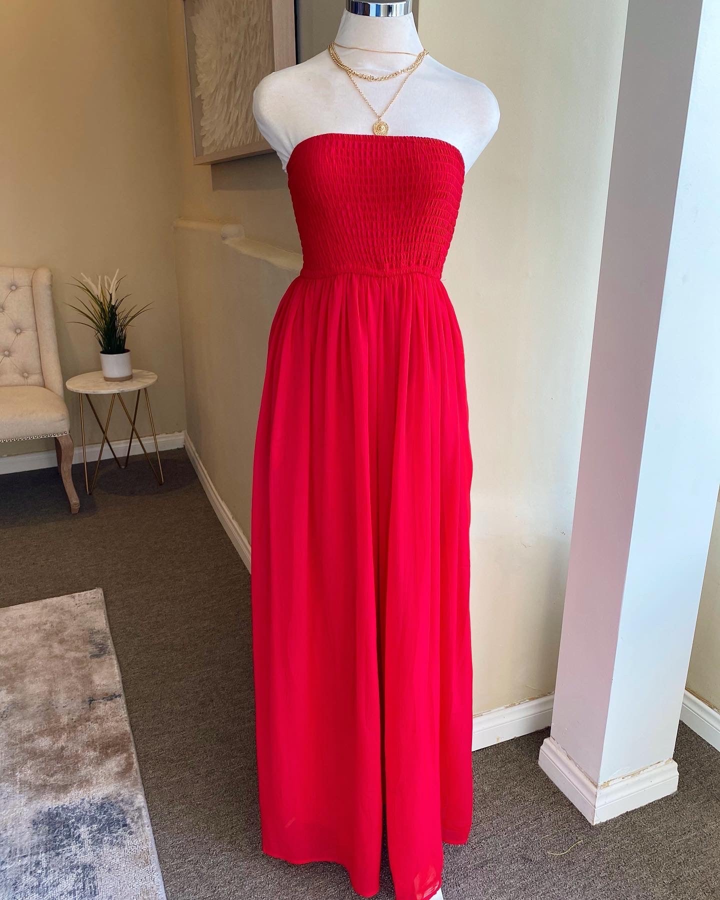 Tube Wide Leg Yoru Chiffon Jumpsuit