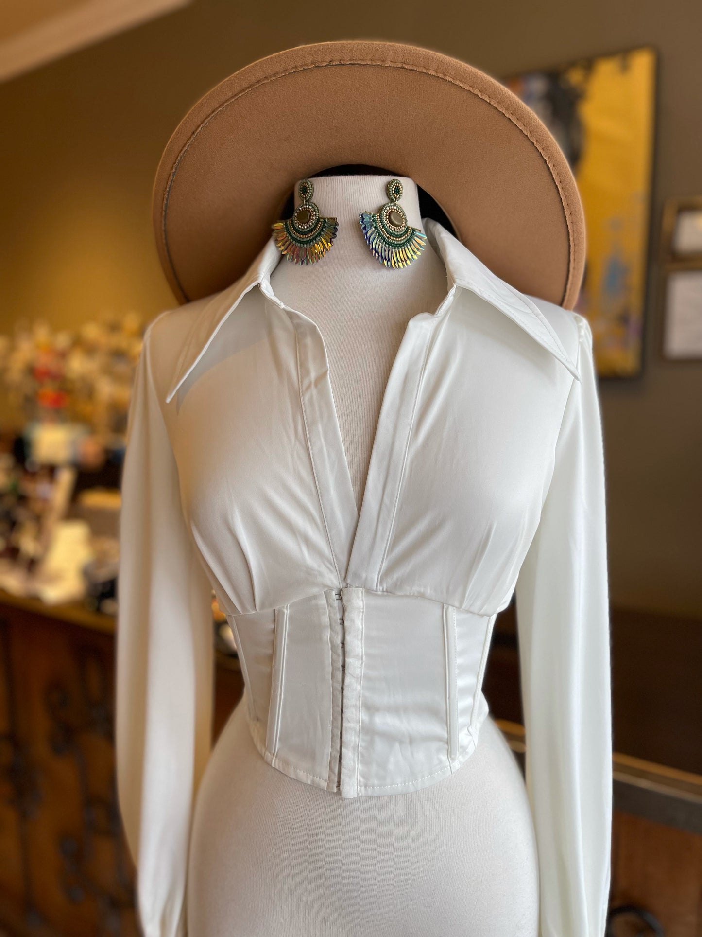Collar Corset Crop Top