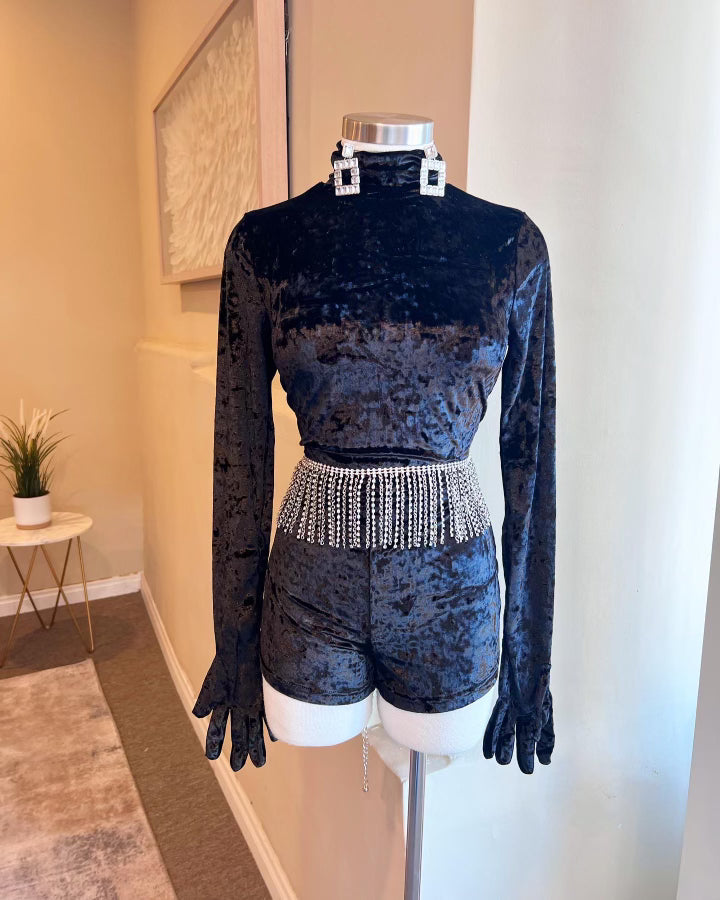 Velvet Long Sleeve Romper