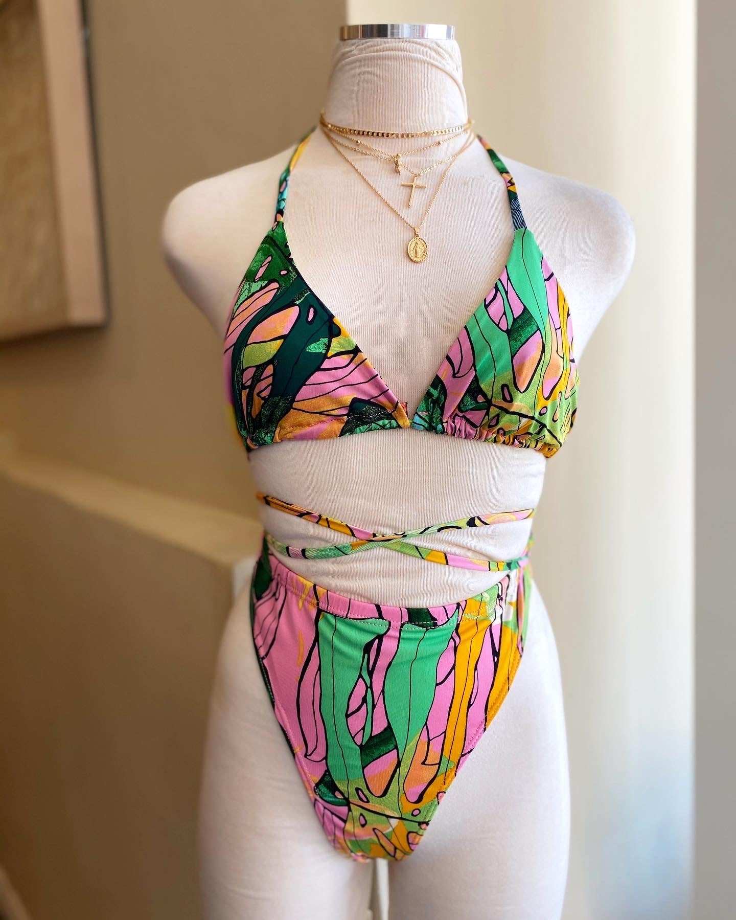 Print Bikini Ruffle Pants Set FINAL SALE
