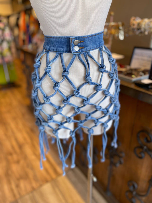 Cage Denim Mini Skirt FINAL SALE