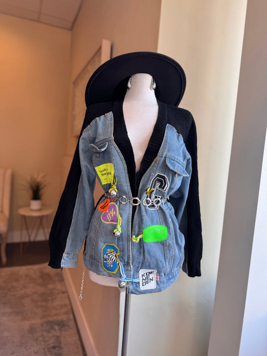Denim Patch Sweater