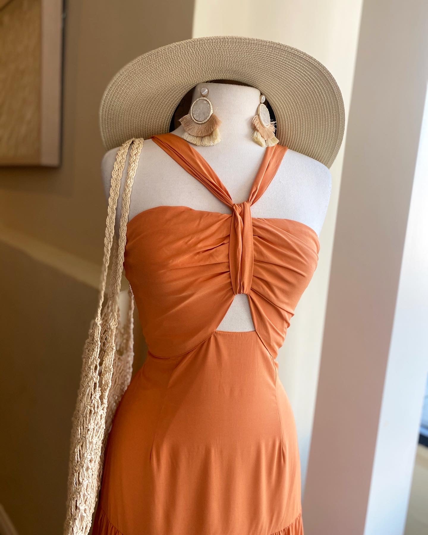 Orange Keyhole Maxi Dress