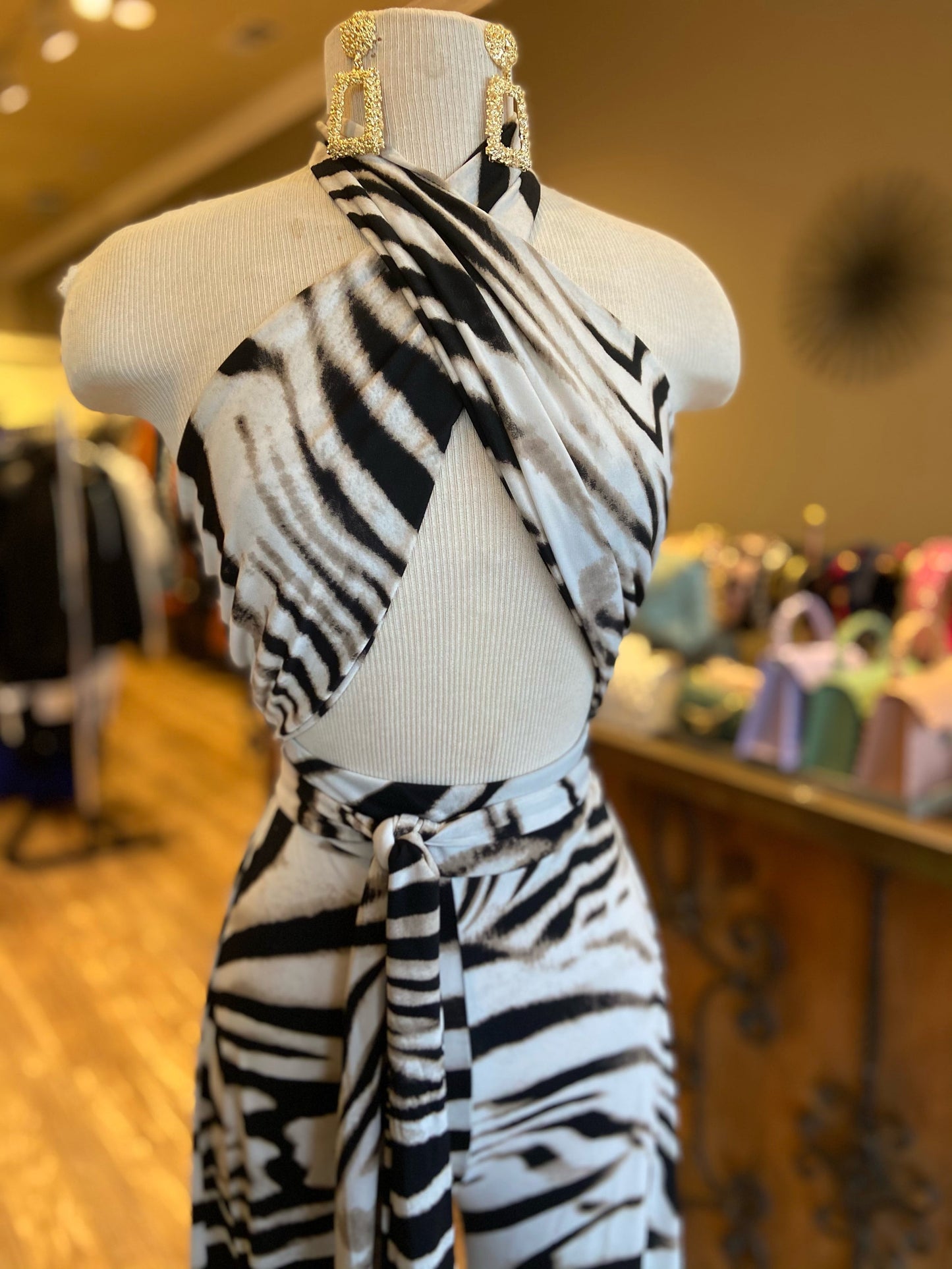 Zebra Print Halter Jumper