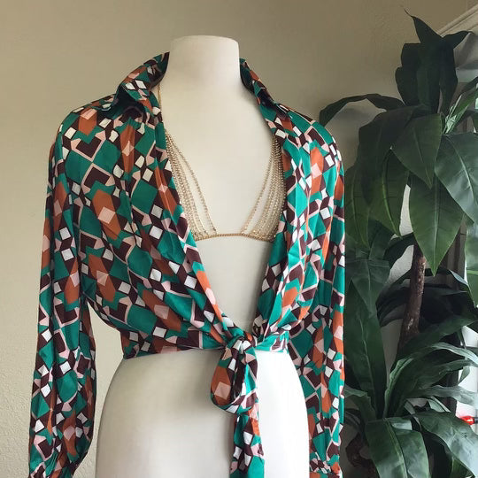 Printed Tye Top W Chain