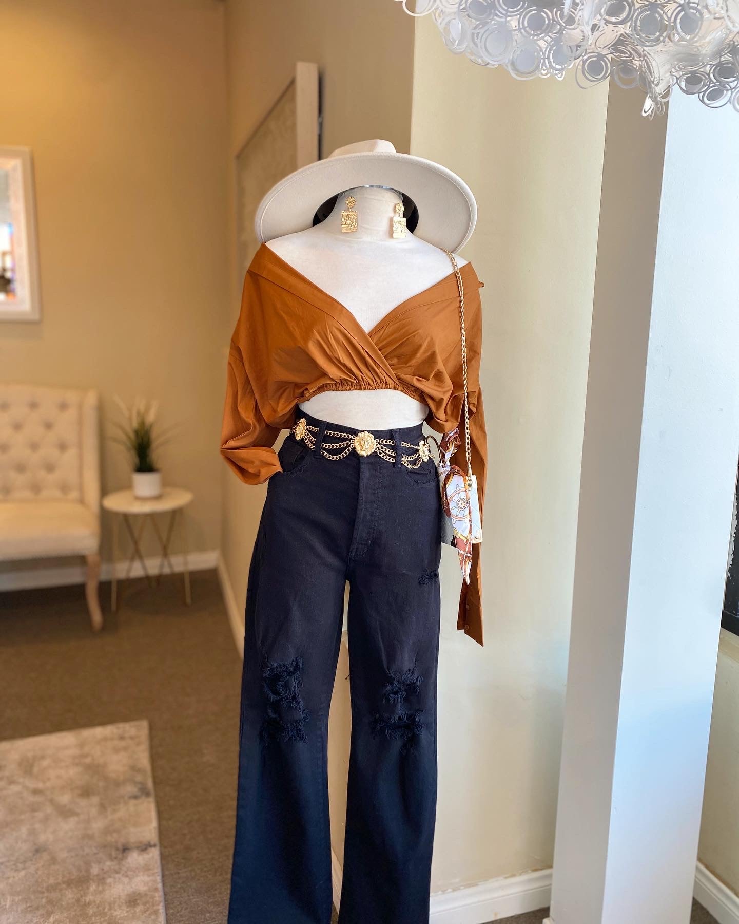 Poplin Overlap Roll Up Sleeve Crop