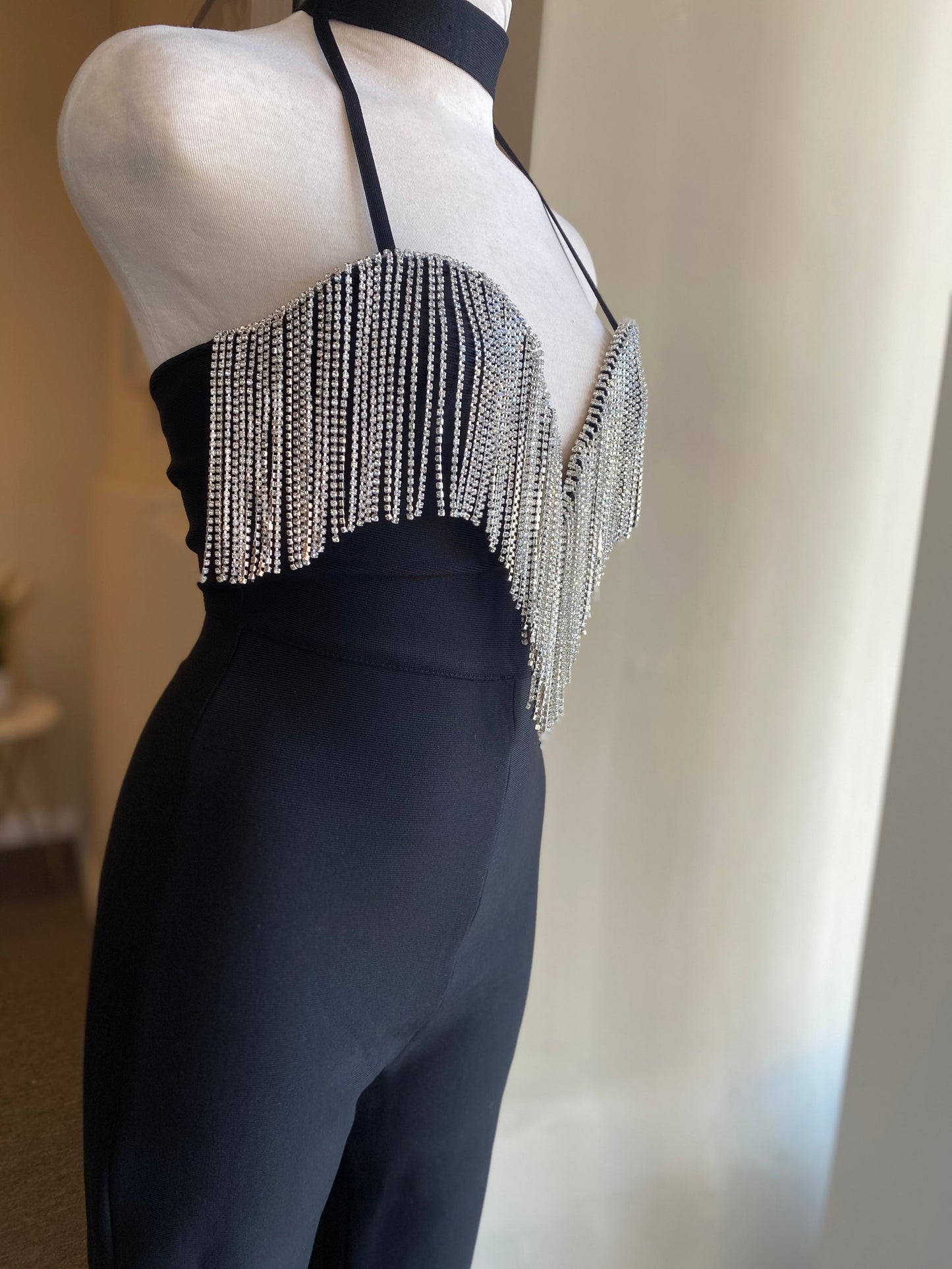 Rhinestone Vcut Bandage Jumper