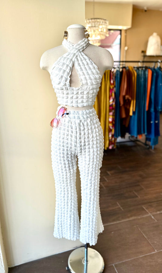 Cropped Halter High Rise Pants Set