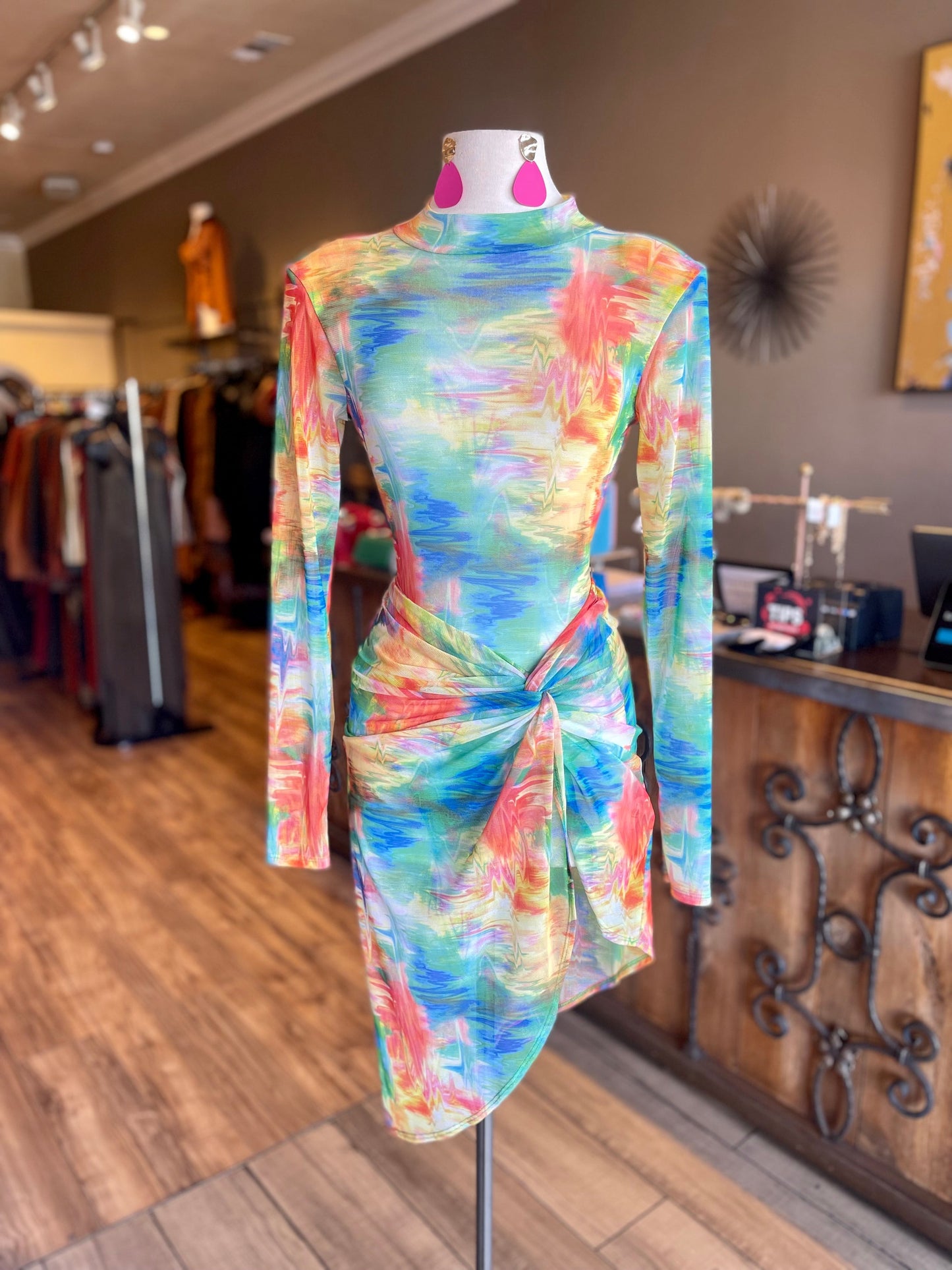 Mock Neck Bodysuit W Wrap Skirt