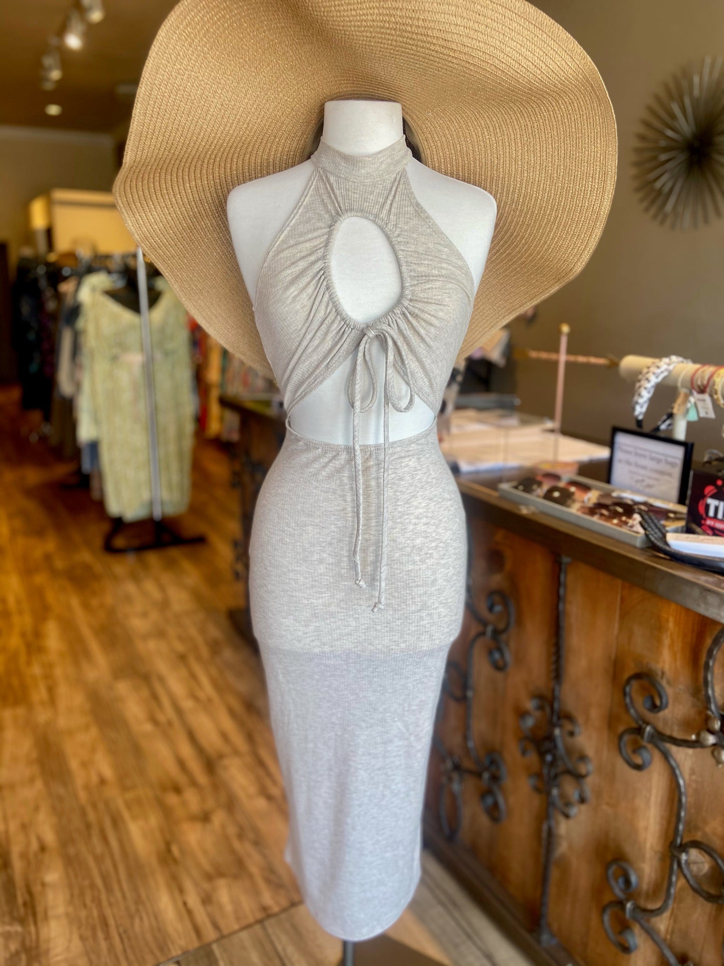 Sleeveless Open Shoulder MIDI Dress FINAL SALE