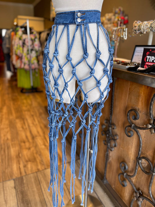 Cage Denim Skirt