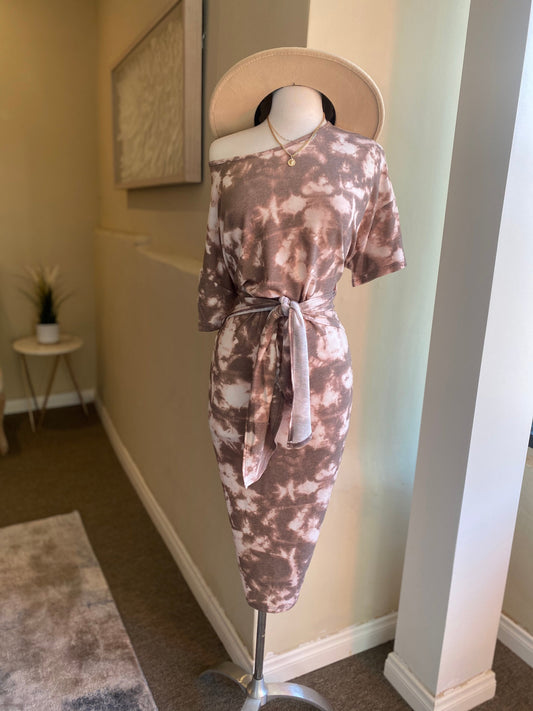 Tie Dye Tye Front Dress W/ Mask FS