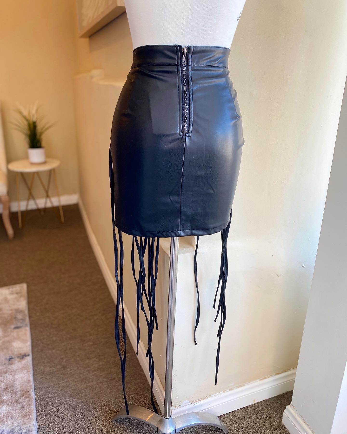 Stringy Mini Leather Skirt FINAL SALE